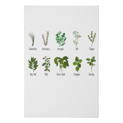 Botanical Herbs Herbalist Gift Garden Birthday Faux Canvas Print