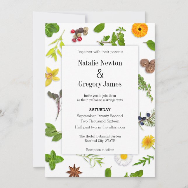 Botanical Herbs Wedding Invitation (Front)