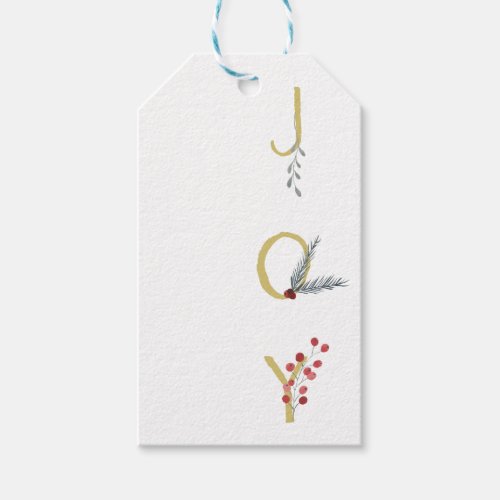 Botanical Holiday Joy Rustic Gold Minimal Party Gift Tags