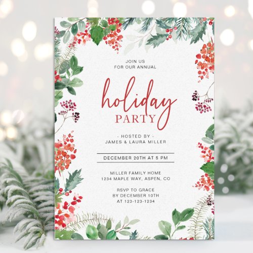 Botanical Holiday Party Invitation