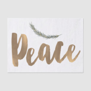 Botanical Holiday Peace Branch Pine Rustic Gold Tissue Paper