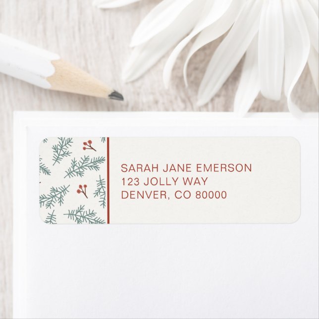 Botanical Holiday Return Address Label (Insitu)