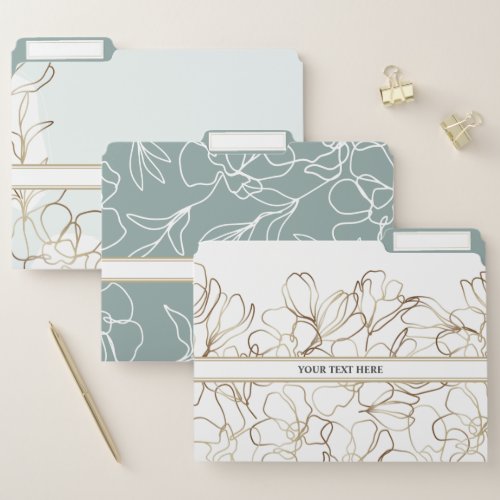 Botanical Home Office Personalized File Folder Set