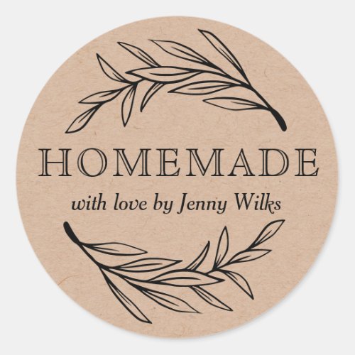 Botanical Homemade With Love Small Business Classic Round Sticker