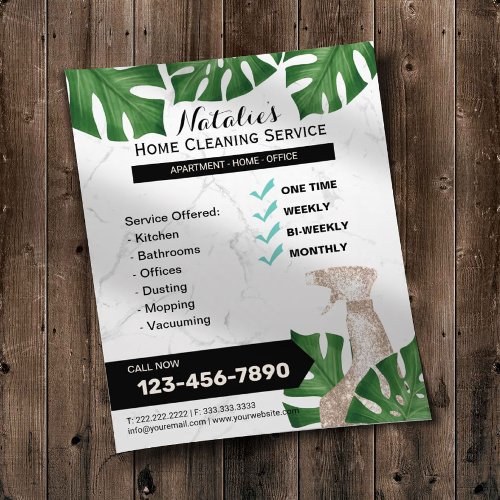 Botanical House Cleaning Maid Service Marble Flyer