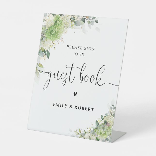 Botanical Hydrangeas Guest Book Sign (Front)