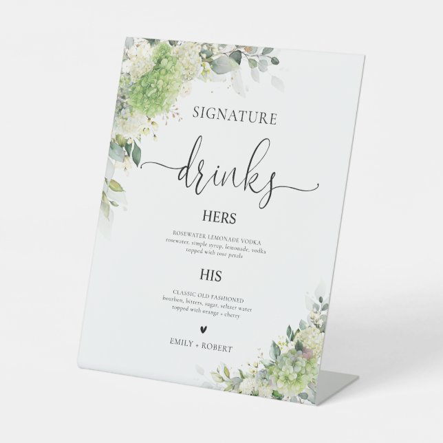 Botanical Hydrangeas Signature Drinks Sign (Front)