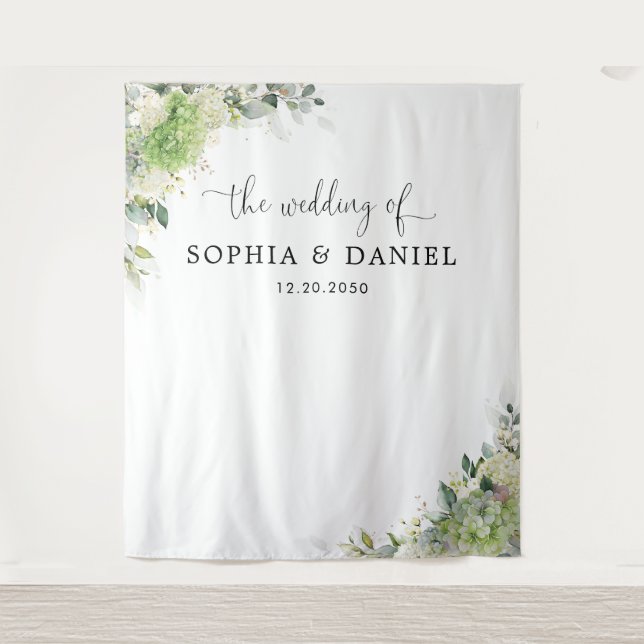 Botanical Hydrangeas Wedding Backdrops Banner  (Front)