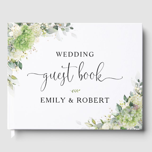 Botanical Hydrangeas Wedding Guest Book (Front)