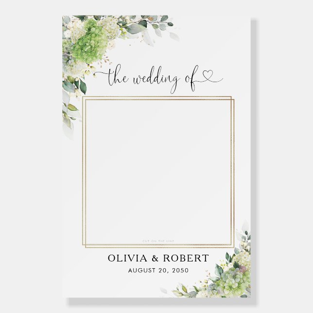 Botanical Hydrangeas Wedding Photo Prop Foam Board (Front)
