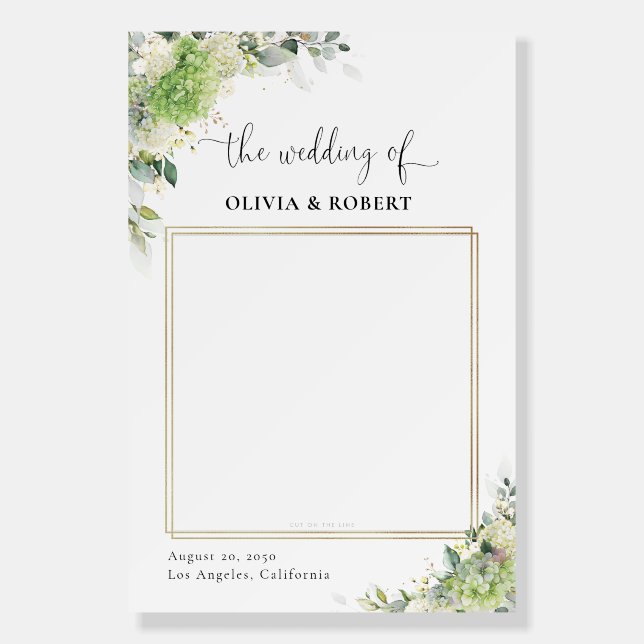 Botanical Hydrangeas Wedding Photo Prop Foam Board (Front)