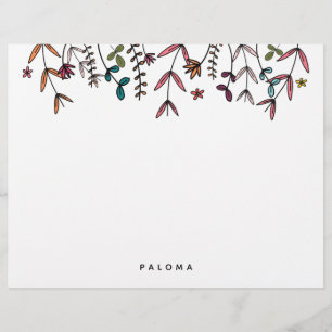Botanical Illustrated Personalized Floral Letterhead