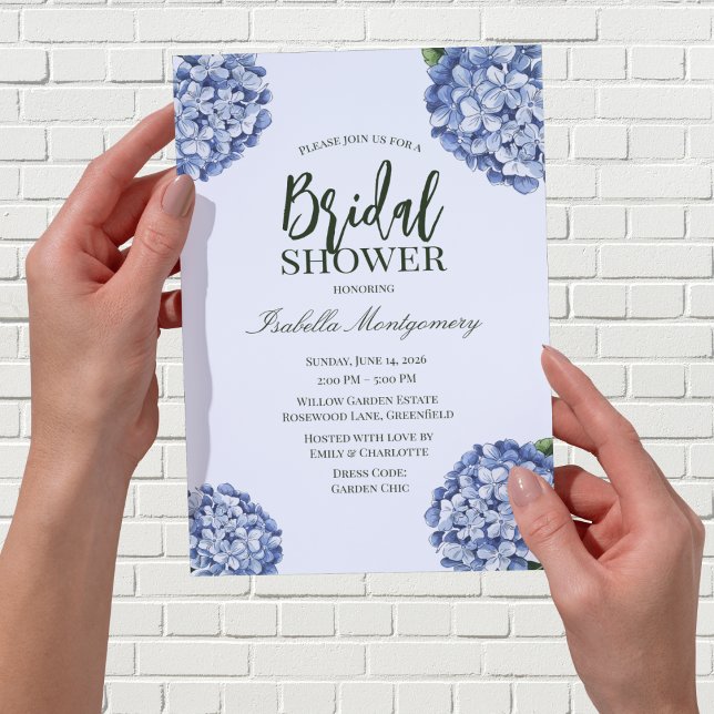 Botanical Illustration Blue Hydrangea Elegance Invitation (Botanical Illustration Blue Hydrangea Elegance Invitations
)