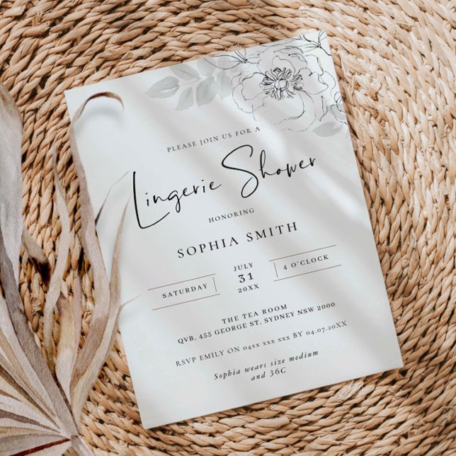 Botanical Illustration Lingerie Shower Invitation (Creator Uploaded)