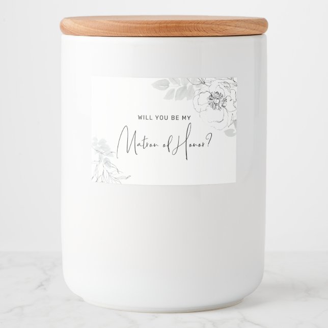Botanical Illustration Matron Honor Candle Label (Front)