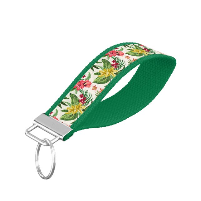 Botanical Illustration Of Flowers Wrist Keychain (Angled Down)