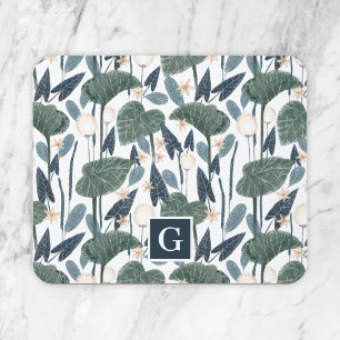 Botanical Illustration Plant Mom Monogram Mouse Pad