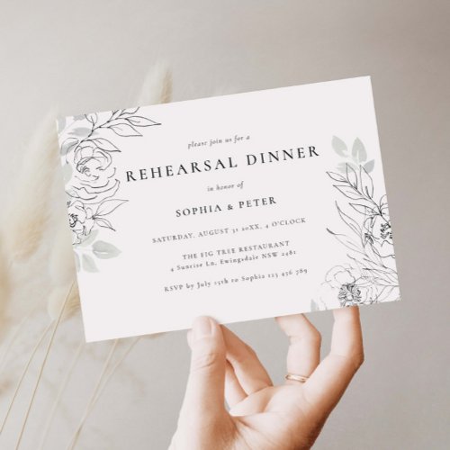 Botanical Illustration Rehearsal Dinner Invitation