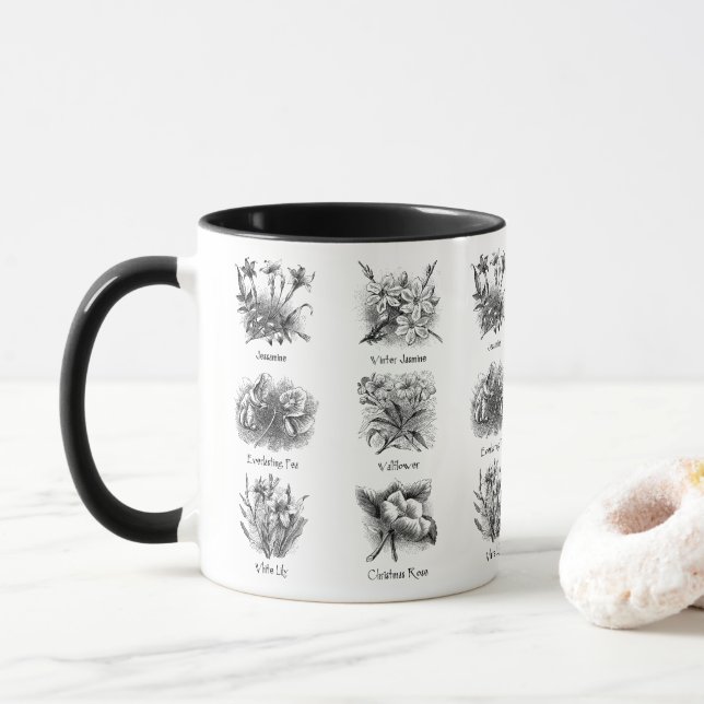 Botanical illustrations mug (With Donut)