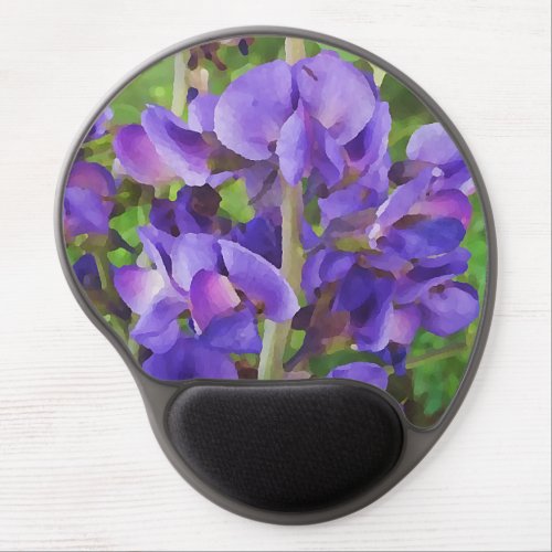 Botanical Impressionist Blue False Indigo Flowers Gel Mouse Pad