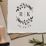 Botanical Initials Wedding Monogram Save the Date Self-inking Stamp<br><div class="desc">Custom-designed wedding monogram stamp featuring elegant botanical wreath with couple's initials and wedding date. Perfect for wedding save the dates,  envelops,  wedding favor packagings and more.</div>