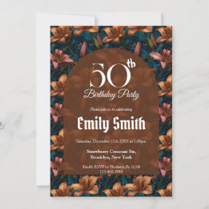 Botanical Inspired Lilies Aesthetic Birthday Party Invitation