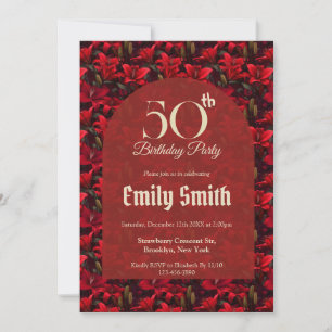 Botanical Inspired Lilies Flower Happy Birthday Invitation