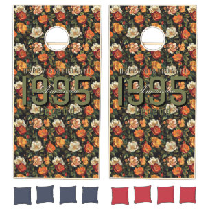 Botanical Inspired Rose Themed 30Th Birthday Cornhole Set