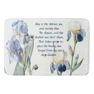 Botanical Iris Floral Flowers Poem Bath Mat