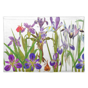 Botanical Iris Flowers Floral Garden Redoute Cloth Placemat