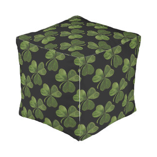 Botanical Irish Green Shamrock Pattern Outdoor Pouf