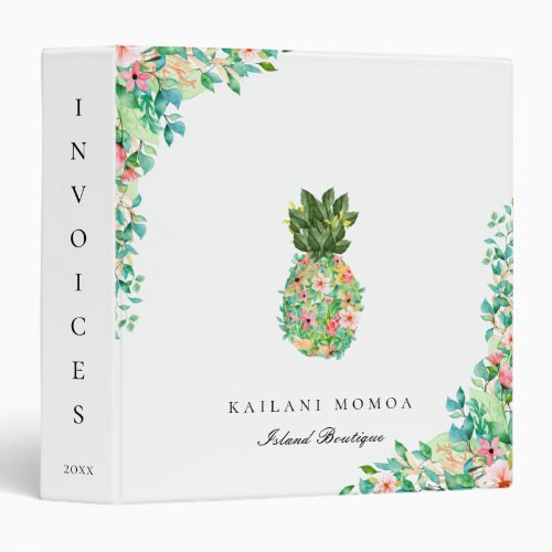 Botanical Island Floral Pineapple 3 Ring Binder