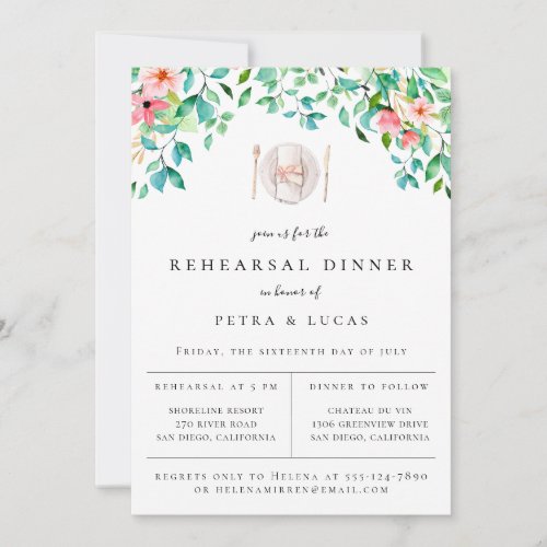 Botanical Island Floral Rehearsal Dinner Announcement