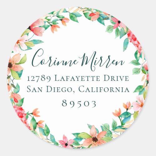 Botanical Island Floral Return Address Sticker