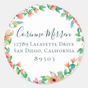 Botanical Island Floral Return Address Sticker