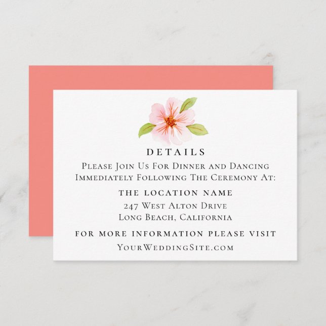 Botanical Island Flower Wedding Details Invitation (Front/Back)