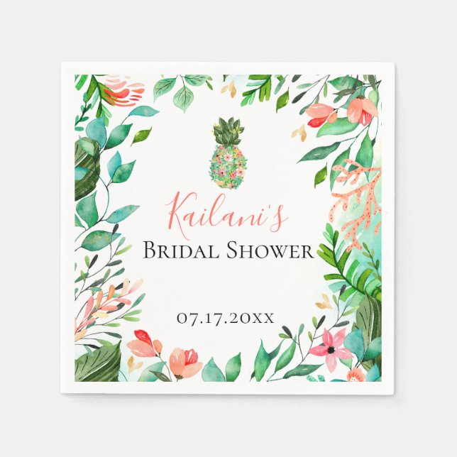 Botanical Island Pineapple Personalized Napkins (Front)