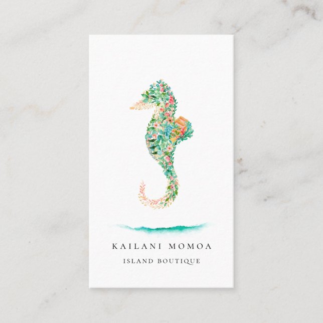 Botanical Island Seahorse Business Card (Front)