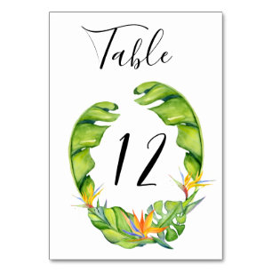 Botanical Island Wreath Wedding Table Number Card