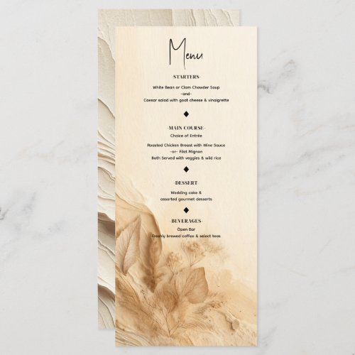 Botanical Ivory Cream Bohemian Textured Menu