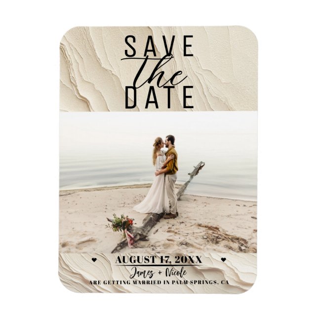 Botanical Ivory Cream Bohemian Textured Save  Date Magnet (Vertical)