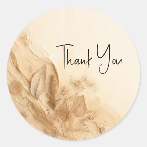 Botanical Ivory Cream Bohemian Textured Wedding Classic Round Sticker