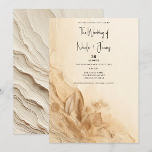 Botanical Ivory Cream Bohemian Textured Wedding Invitation