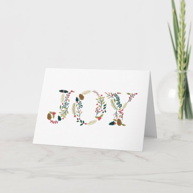 Botanical Joy Christmas Greeting Holiday Card (Front)