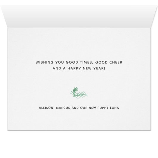 Botanical Joy Paw Print | Pet Holiday Photo Folded (Inside Horizontal (Bottom))