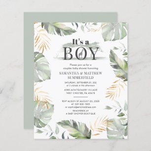 Botanical Jungle Animal Boy Baby Shower Invitation
