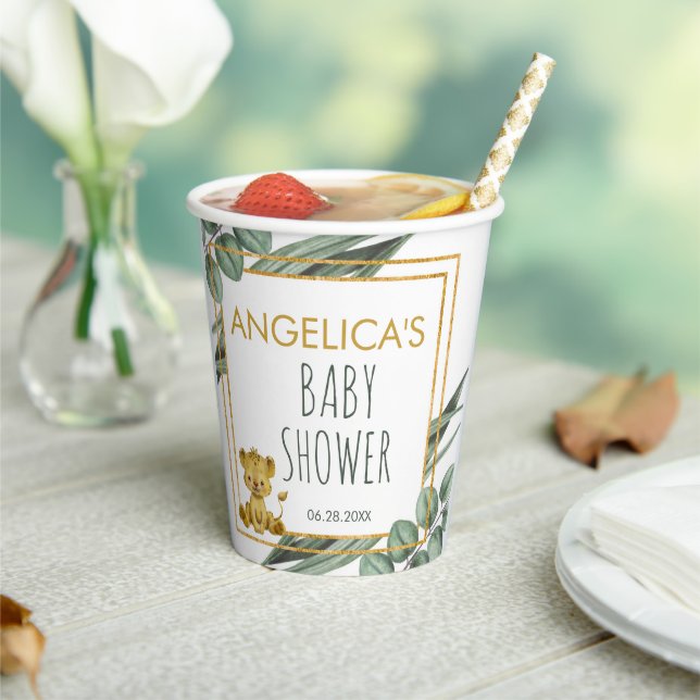 Botanical Jungle Safari Lion Baby Shower  Paper Cups (Insitu)