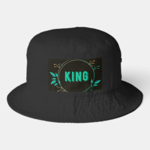 Botanical King Emblem Black Nature Inspired-Cap Bucket Hat