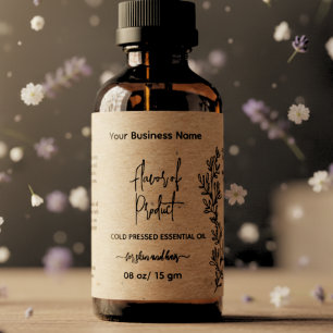 Botanical Kraft Essential Oil Bottle Label