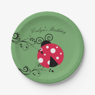 Botanical Ladybug Paper Plates